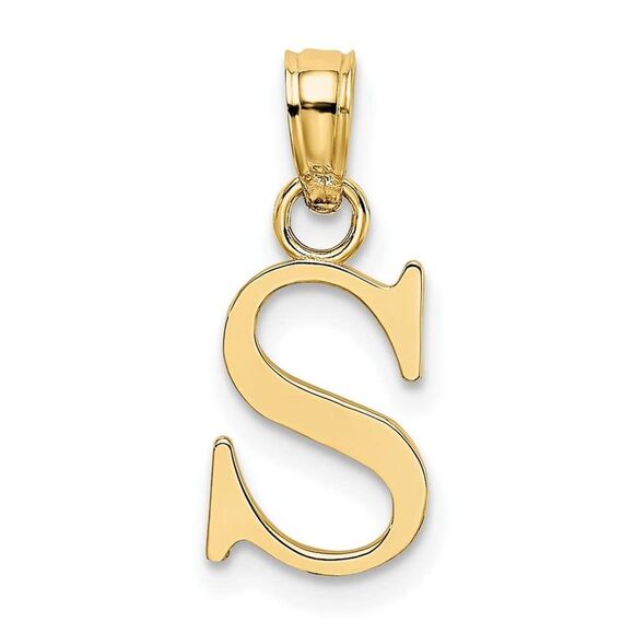 10K Yellow Gold Polished S Block Initial Charm - Picture 6 of 9